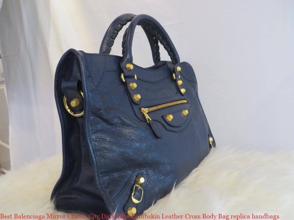 Best Balenciaga Mirror Classic City Dark Blue Lambskin Leather Cross Body Bag replica handbags ...