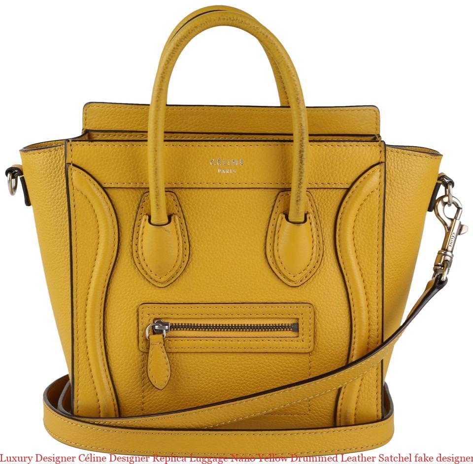 Luxury Designer Céline Designer Replica Luggage Nano Yellow Drummed Leather Satchel fake ...