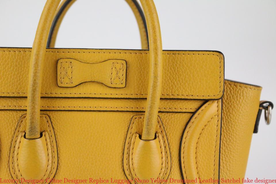 Luxury Designer Céline Designer Replica Luggage Nano Yellow Drummed Leather Satchel fake ...